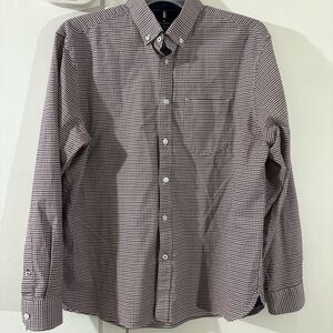 Blue Harbour Mens XL Gingham Long Sleeve Button Down Shirt Regular Fit Blue Red